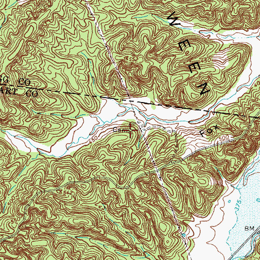 Topographic Map of Shaw Cemetery, TN