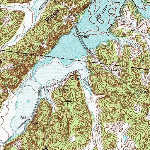 Topographic Map of Shaw Cemetery, TN