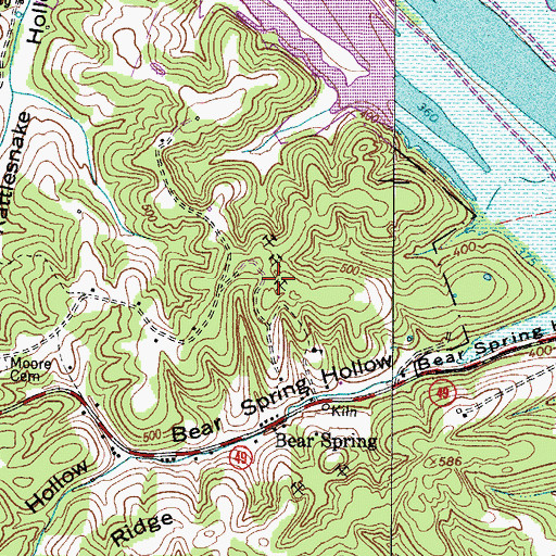 Topographic Map of Skunk Hollow Mines, TN