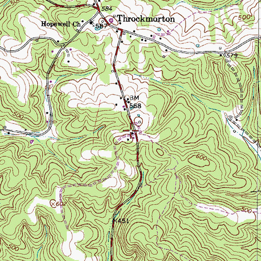 Topographic Map of Taylors Chapel School (historical), TN