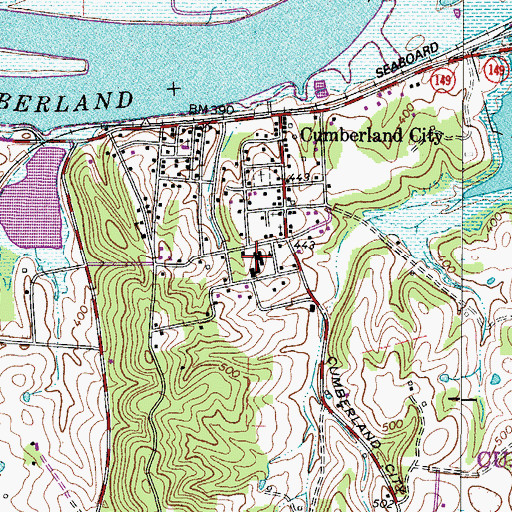 Topographic Map of Thomas School, TN