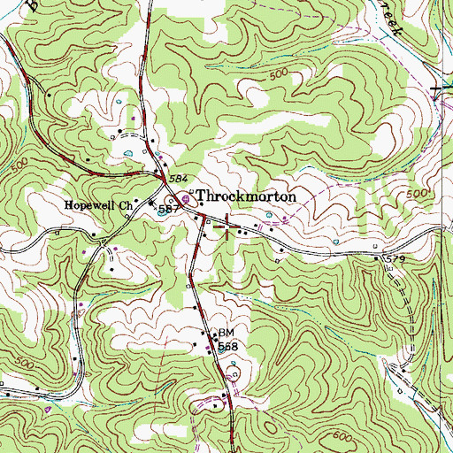 Topographic Map of Throckmorton School (historical), TN