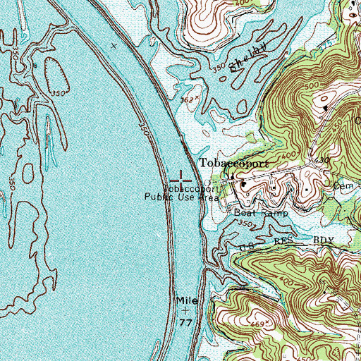 Topographic Map of Tobaccoport Ferry (historical), TN