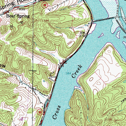 Topographic Map of Travis Hollow, TN