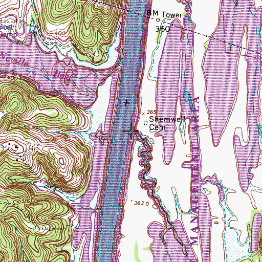 Topographic Map of Walker Branch, TN