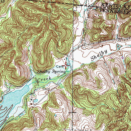 Topographic Map of Newt Wallace Cemetery, TN