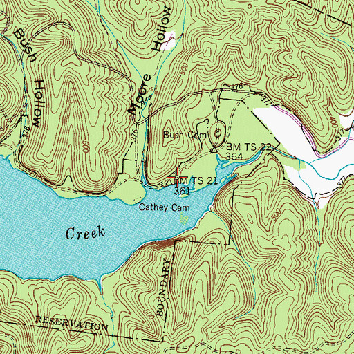 Topographic Map of Lower Hurricane School (historical), TN