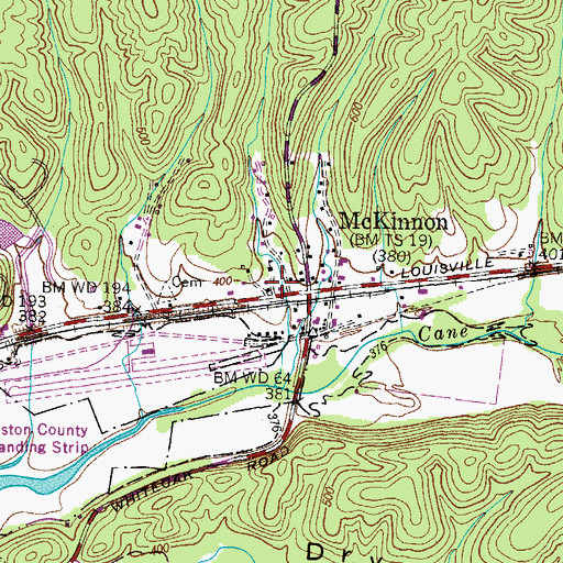 Topographic Map of Mathis Hollow, TN
