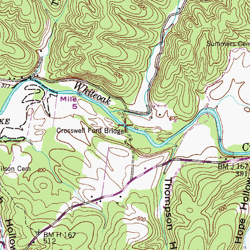 Topographic Map of Crosswell Ford, TN