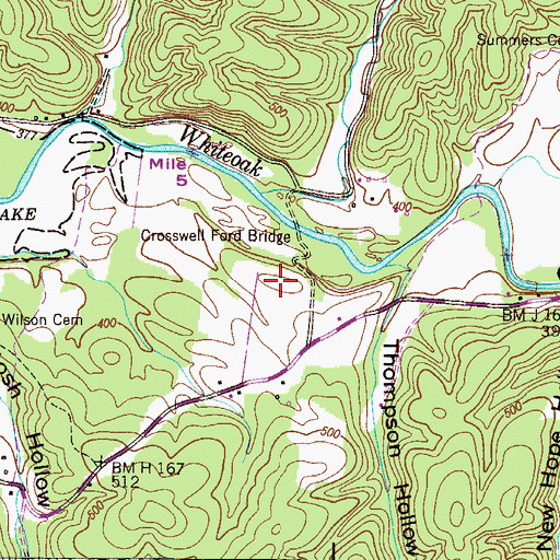 Topographic Map of Parker Hill, TN
