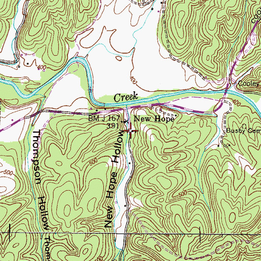 Topographic Map of New Hope School (historical), TN