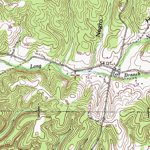 Topographic Map of Long Branch Church (historical), TN