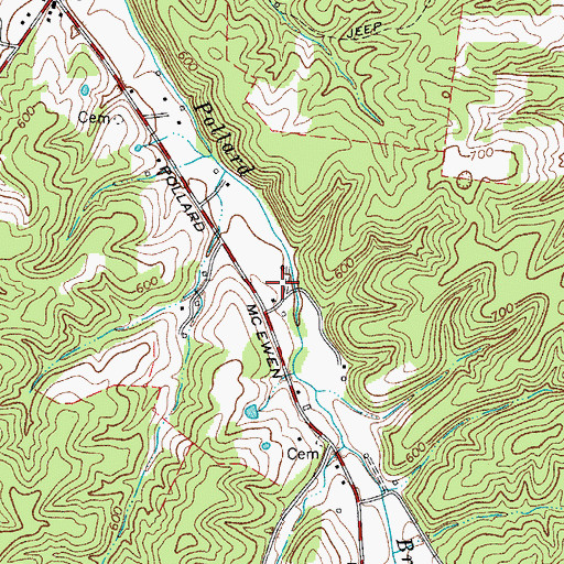 Topographic Map of Pollard School (historical), TN