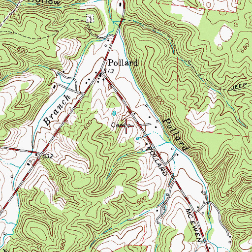 Topographic Map of Pollard Cemetery, TN