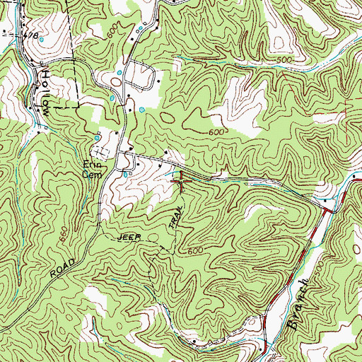 Topographic Map of Weaver Cemetery, TN