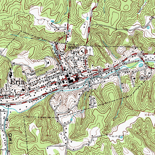 Topographic Map of Erin City Hall, TN