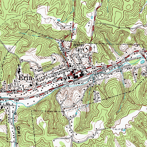 Topographic Map of Houston County Courthouse, TN