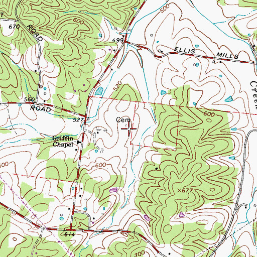 Topographic Map of Parchman Cemetery, TN