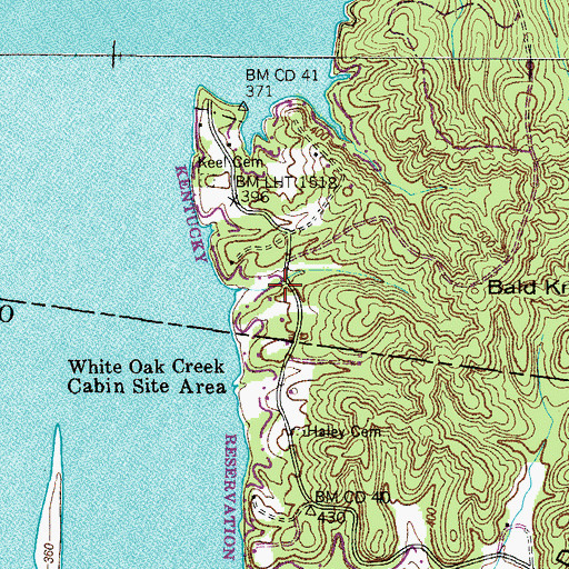 Topographic Map of Halls Chapel (historical), TN