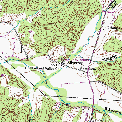 Topographic Map of Silvertop School (historical), TN