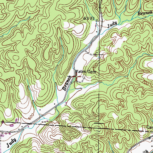 Topographic Map of Judy Branch School (historical), TN