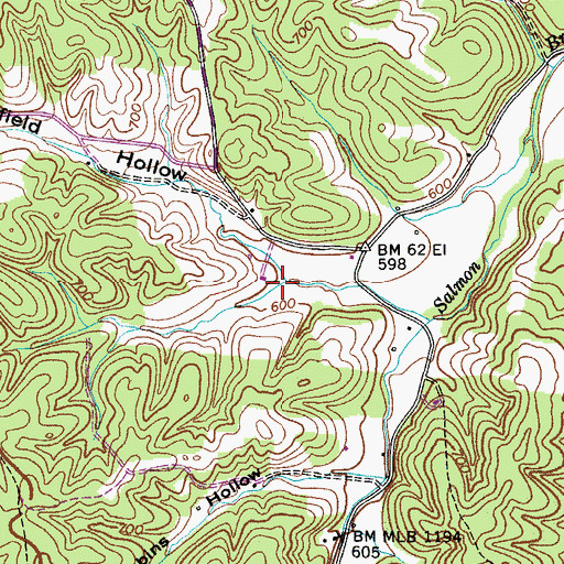 Topographic Map of Masterson Hollow, TN
