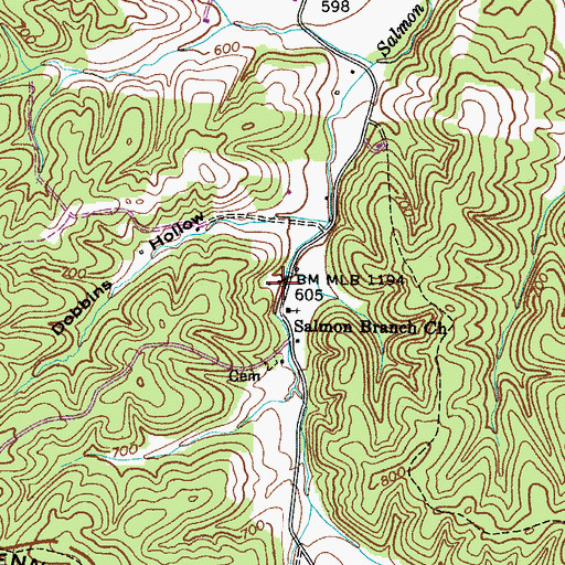 Topographic Map of Spring Valley School (historical), TN