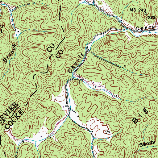 Topographic Map of Mitchell Wilson Mill (historical), TN