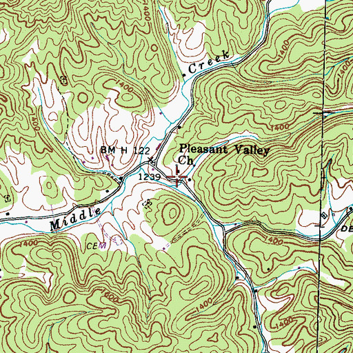 Topographic Map of Pleasant Valley School (historical), TN