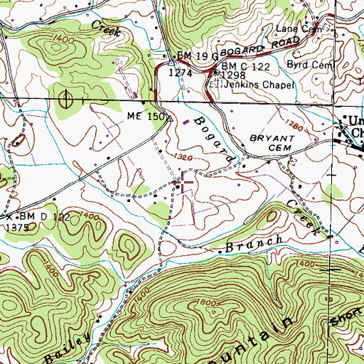 Topographic Map of Bogard School (historical), TN