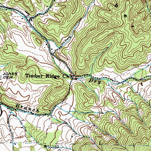Topographic Map of Jonestown (historical), TN