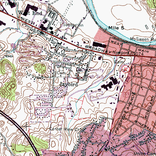 Topographic Map of Rice Church, TN