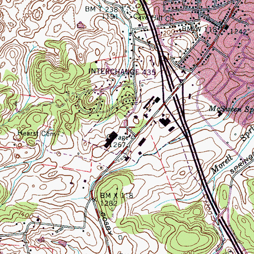 Topographic Map of Cave School (historical), TN