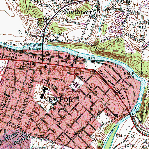 Topographic Map of Cocke County High School, TN