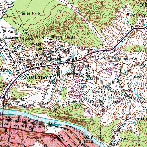 Topographic Map of Lindsey Church (historical), TN