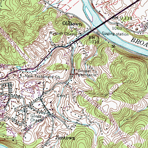 Topographic Map of Oldtown School (historical), TN