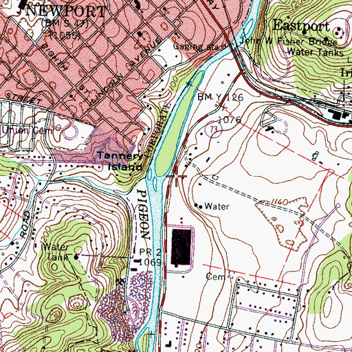 Topographic Map of Tannery School (historical), TN