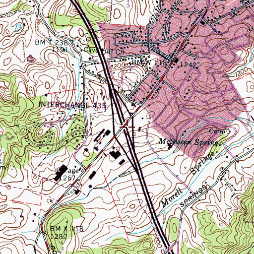Topographic Map of Interchange 435, TN