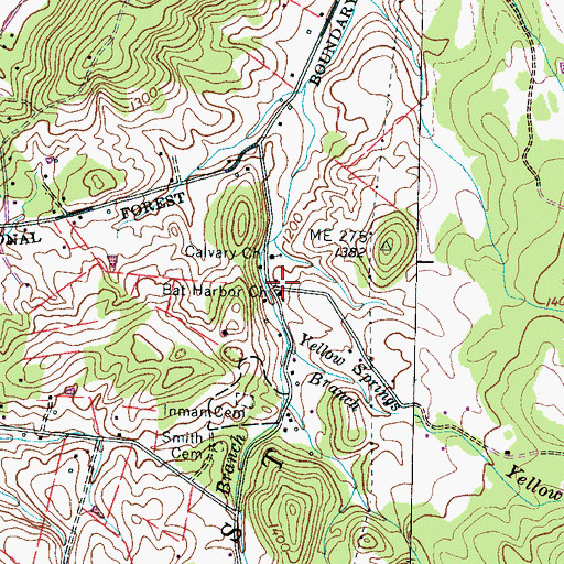 Topographic Map of Mountain View School (historical), TN