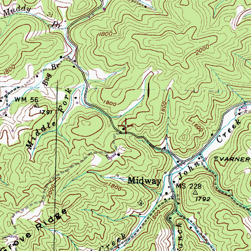Topographic Map of Piney Grove Church, TN