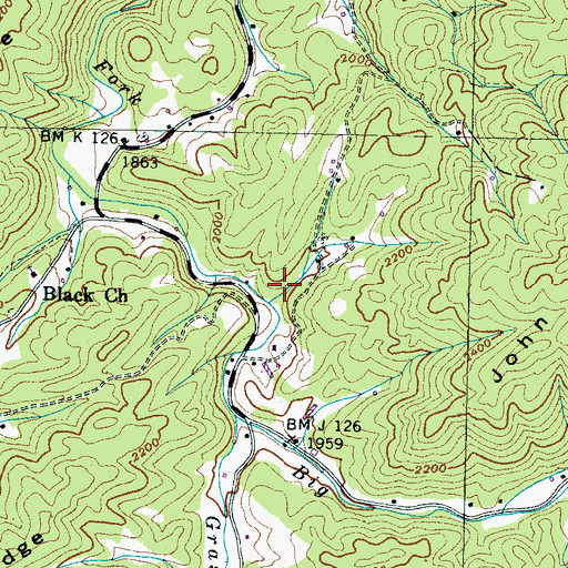 Topographic Map of Grassy Fork Elementary School, TN