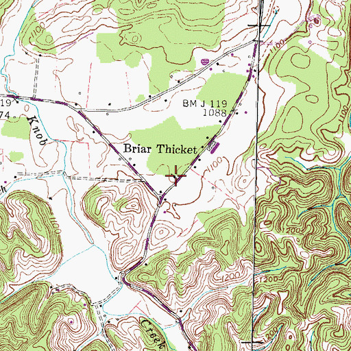 Topographic Map of Briar Thicket Church, TN