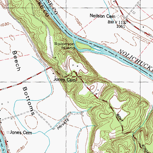 Topographic Map of Jones School (historical), TN