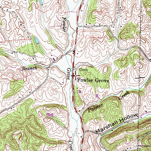 Topographic Map of Fowlers Grove Church, TN