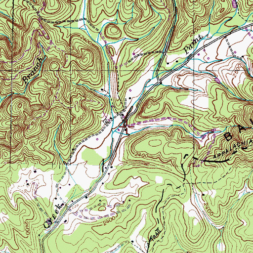 Topographic Map of Upper Paint Creek School (historical), TN