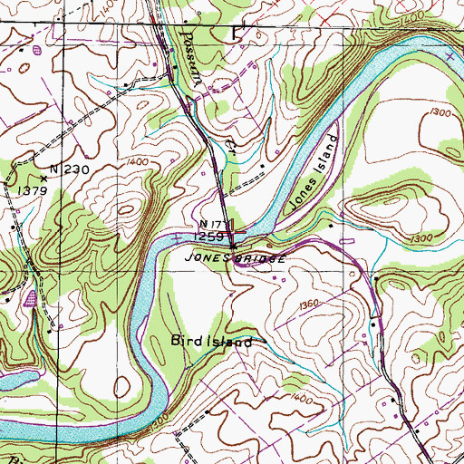 Topographic Map of Jones Ford, TN
