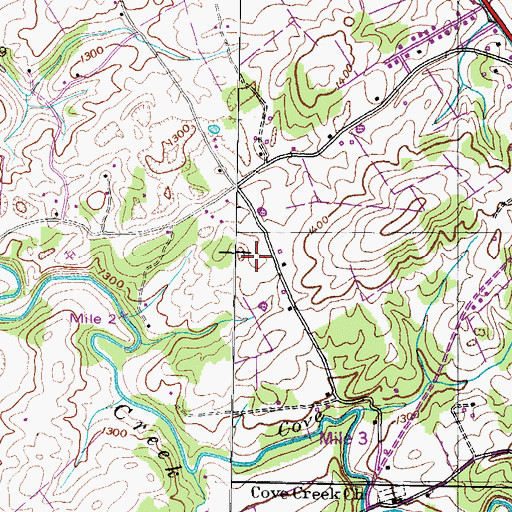 Topographic Map of Cove Creek School (historical), TN