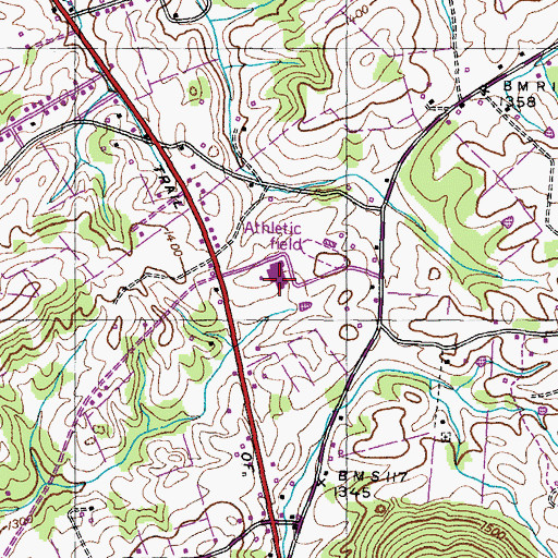 Topographic Map of South Greene High School, TN
