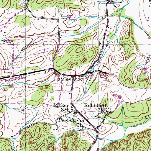 Topographic Map of Limestone Springs, TN
