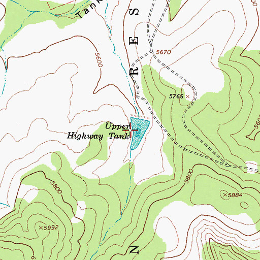 Topographic Map of Upper Highway Tank, AZ